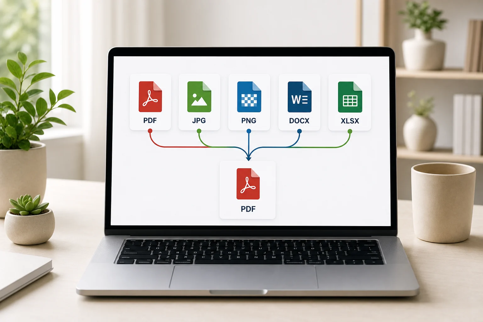PDF, JPG, PNG, Word en Excel-bestanden kiezen om naar één PDF te werken