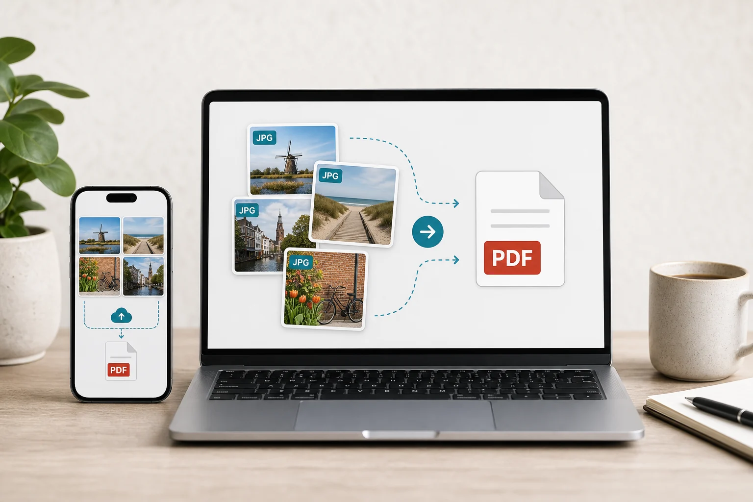 Losse JPG-afbeeldingen worden samengevoegd tot één PDF-document
